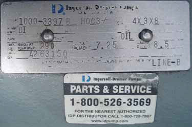 2000 Ingersoll-Dresser Centrifugal Pump - 4x3x8 Ingersoll-Dresser 