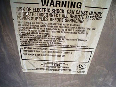 2004 Indeeco Electric Duct Heater Indeeco 
