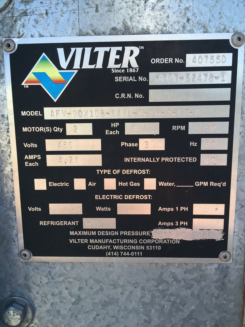2007 Vilter Air-cooled Condenser / Cooler Vilter 