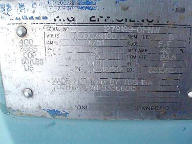 2300 / 4160 V Toshiba High Efficiency Motor - 400 HP Toshiba 