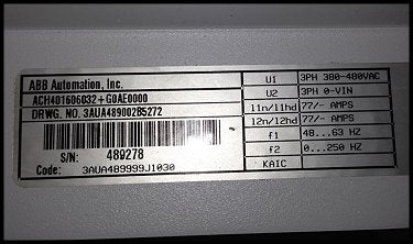 ABB Automation VFD Controllers - 60 HP ABB Instrumentation 