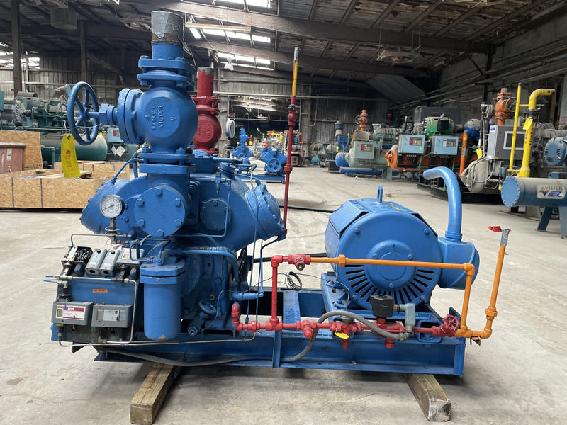 Vilter 456 6-Cylinder Reciprocating Compressor Package (MISSING COMPRESSOR, 100 HP 230/460 V, Belt Driven)
