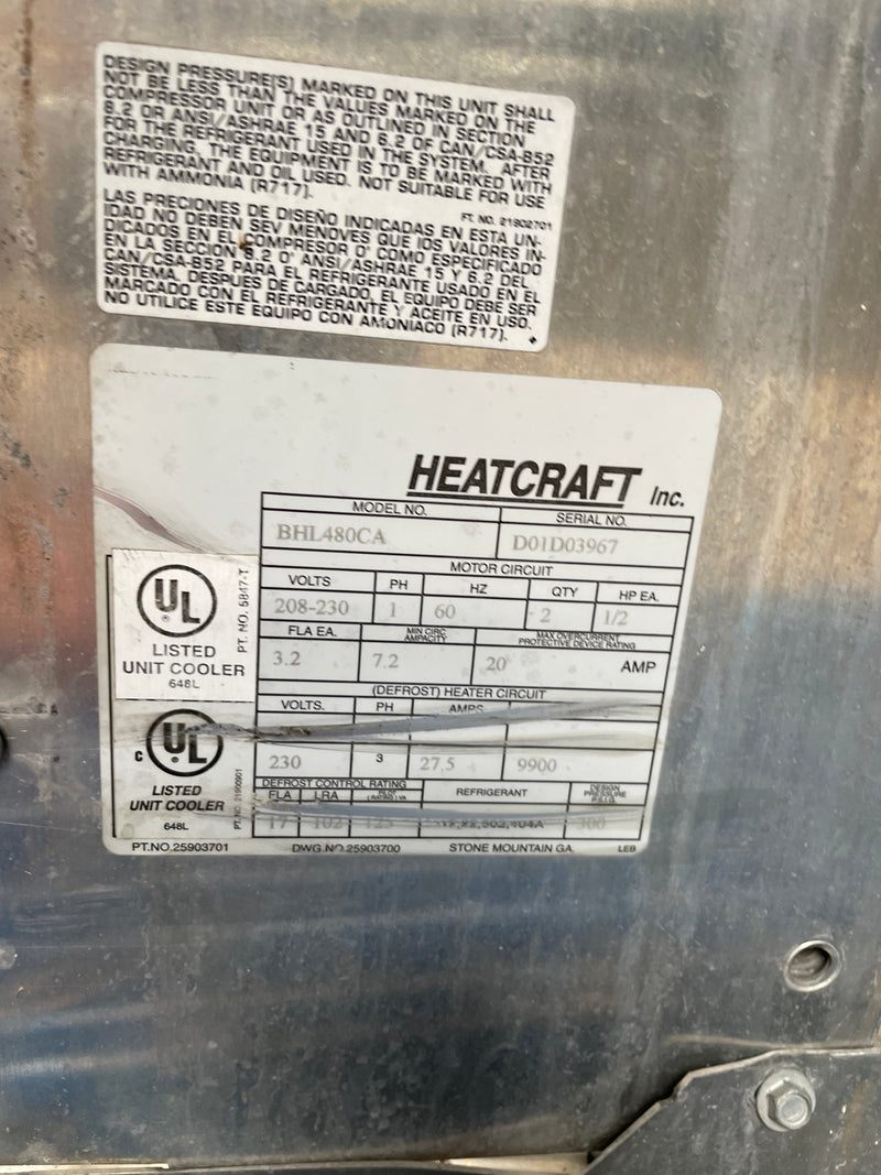 Bohn (Heatcraft) BHL480CA Freon Evaporator Coil- 4 Ton, 2 Fans (Low Temperature) Bohn/Heatcraft 
