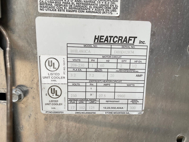 Bohn (Heatcraft) BHL480CA Freon Evaporator Coil- 4 Ton, 2 Fans (Low Temperature) Bohn/Heatcraft 