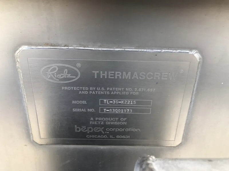 Rietz Thermascrew Blancher Modelo TL-36-K2215.