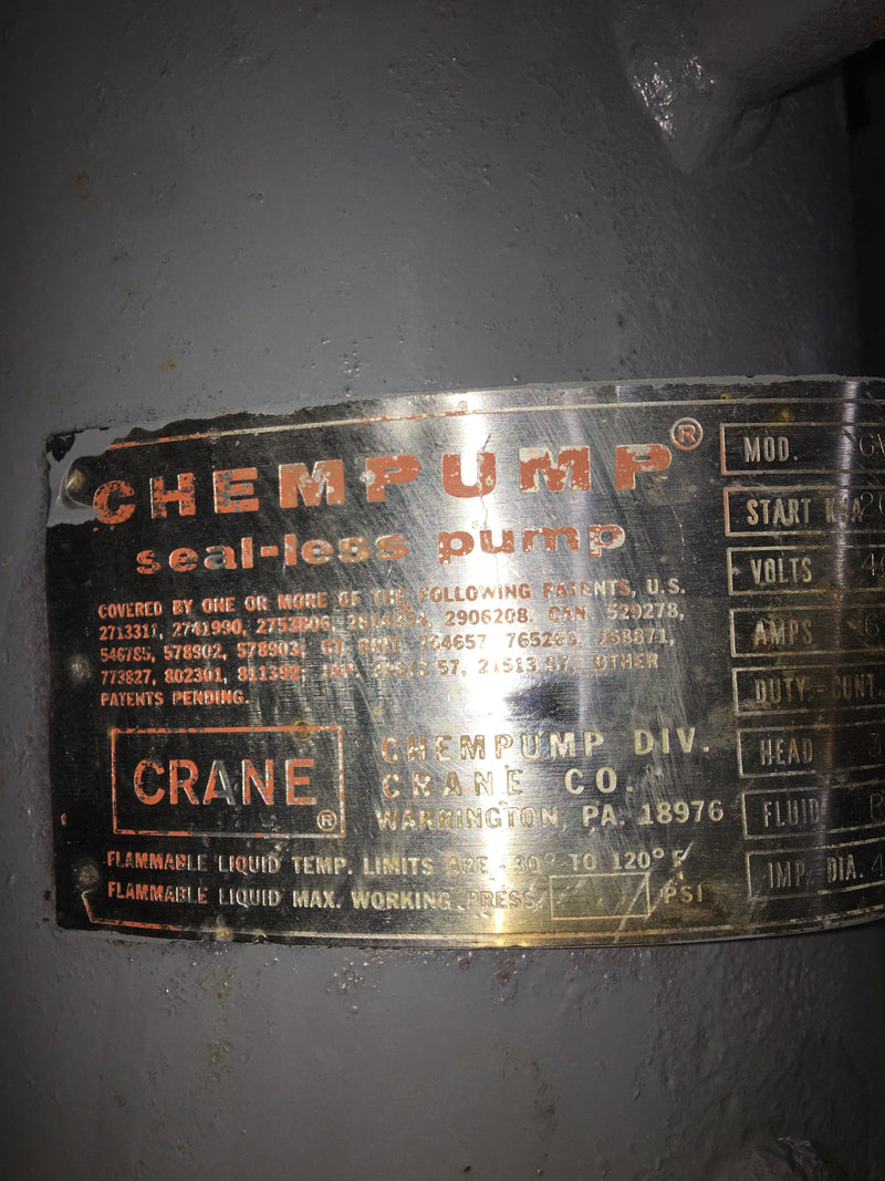 Chem-Pump G-Series GVBS-3K-153H-3T Canned Motor Pump (3 HP, 46 GPM Max) ChemPump 
