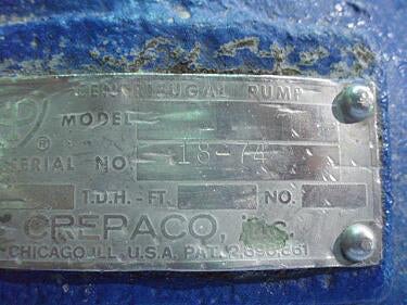 Crepaco Model 18 Centrifugal Pump Crepaco 