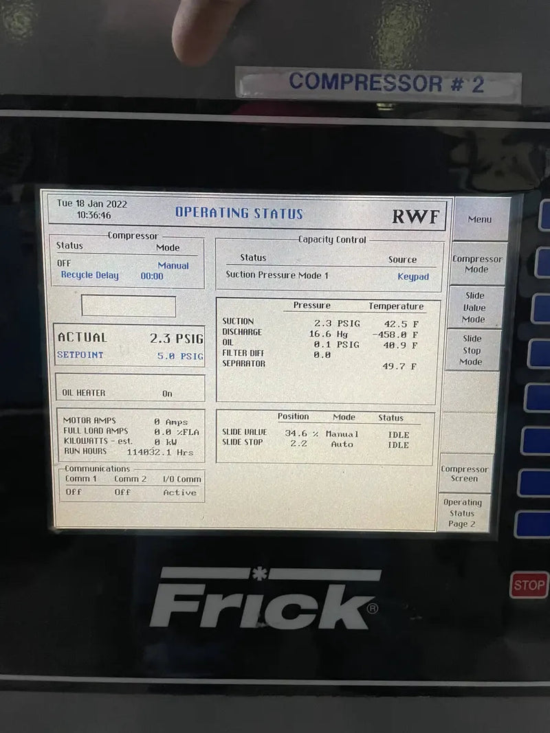 Frick RWF-134-E Rotary Screw Compressor Package (Frick SGC1918, 250 HP 460 V, Frick Micro Control Panel)