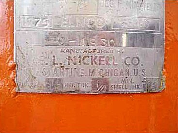 E.L. Nickell Ammonia Vertical Receiver- 140 Gallon E.L. Nickell 