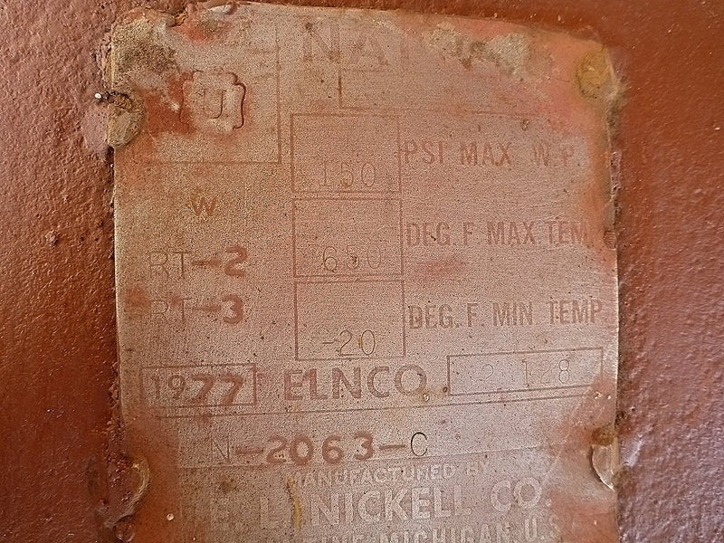 E.L. Nickell Vertical Ammonia Receiver - 2500 gallons E.L. Nickell 
