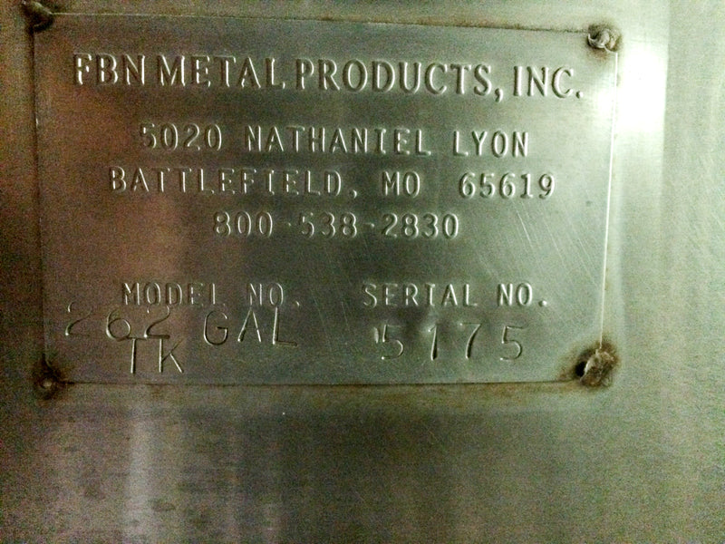FBN Metal Products Stainless Tank - 262 gallons FBN Metal Products 