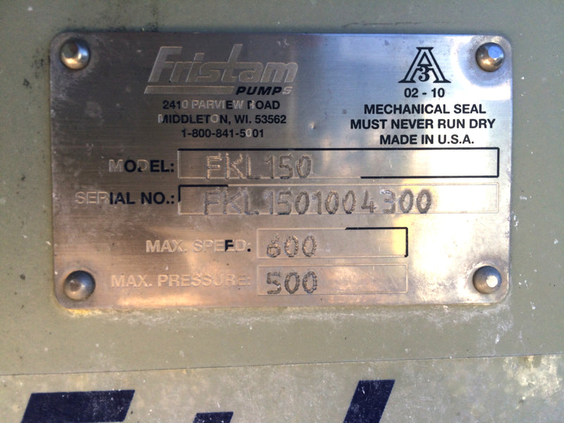 Fristam FKL-150 Positive Displacement Pump Fristam 