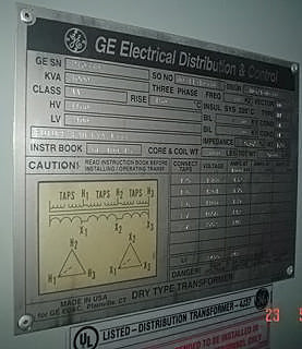 General Electric Dry-Type Step-Down Distribution Transformer- 1000 KVA General Electric 