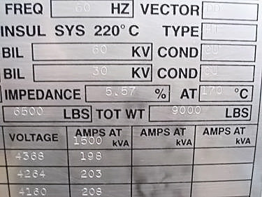 General Electric Dry-Type Step-Down Distribution Transformer- 1500 KVA General Electric 