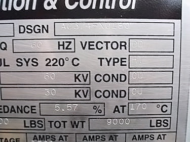 General Electric Dry-Type Step-Down Distribution Transformer- 1500 KVA General Electric 