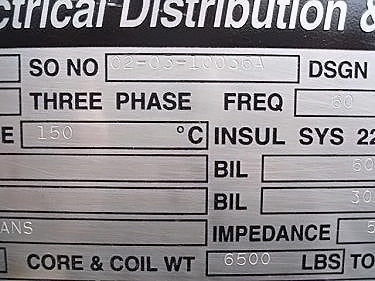 General Electric Dry-Type Step-Down Distribution Transformer- 1500 KVA General Electric 