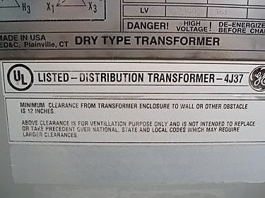 General Electric Dry-Type Step-Down Distribution Transformer- 1500 KVA General Electric 