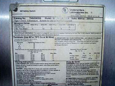 General Electric Safety Switches- 100 Amp General Electric 