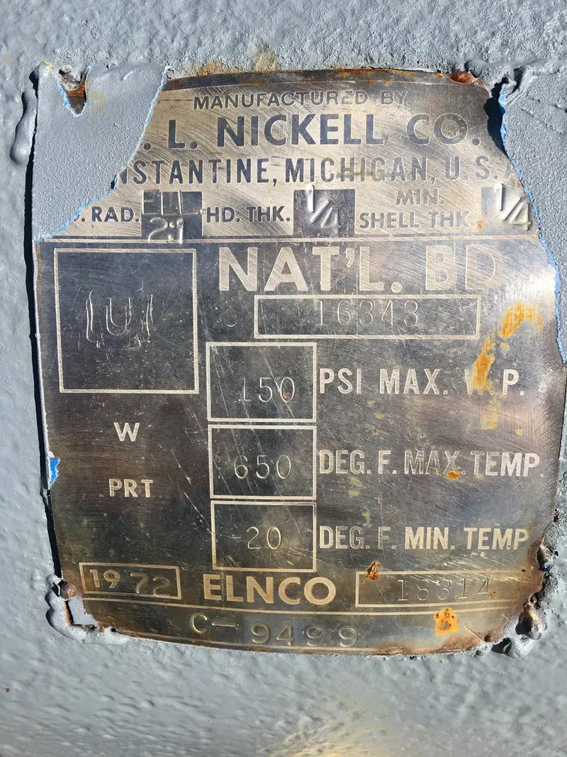 E.L. Nickell Co. Ammonia Intercooler (13in X 60 in. 34 Gallons)