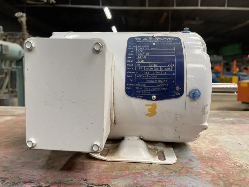 Baldor WDM3538 Motor (0.5 HP, 1725 RPM, 230/460 V)