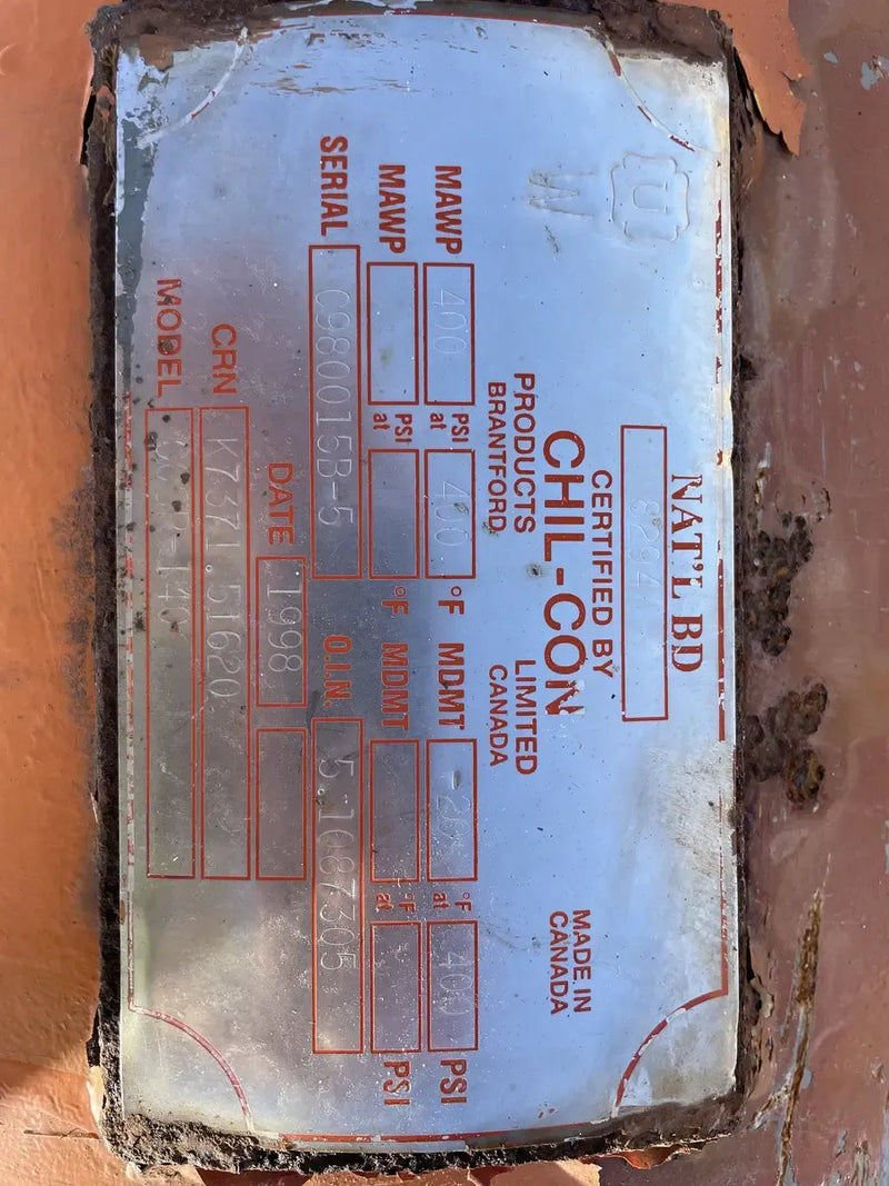 Separador de aceite de descarga horizontal Chil-Con COSR-140 (16 pulgadas x 38,125 pulgadas, 42 galones)