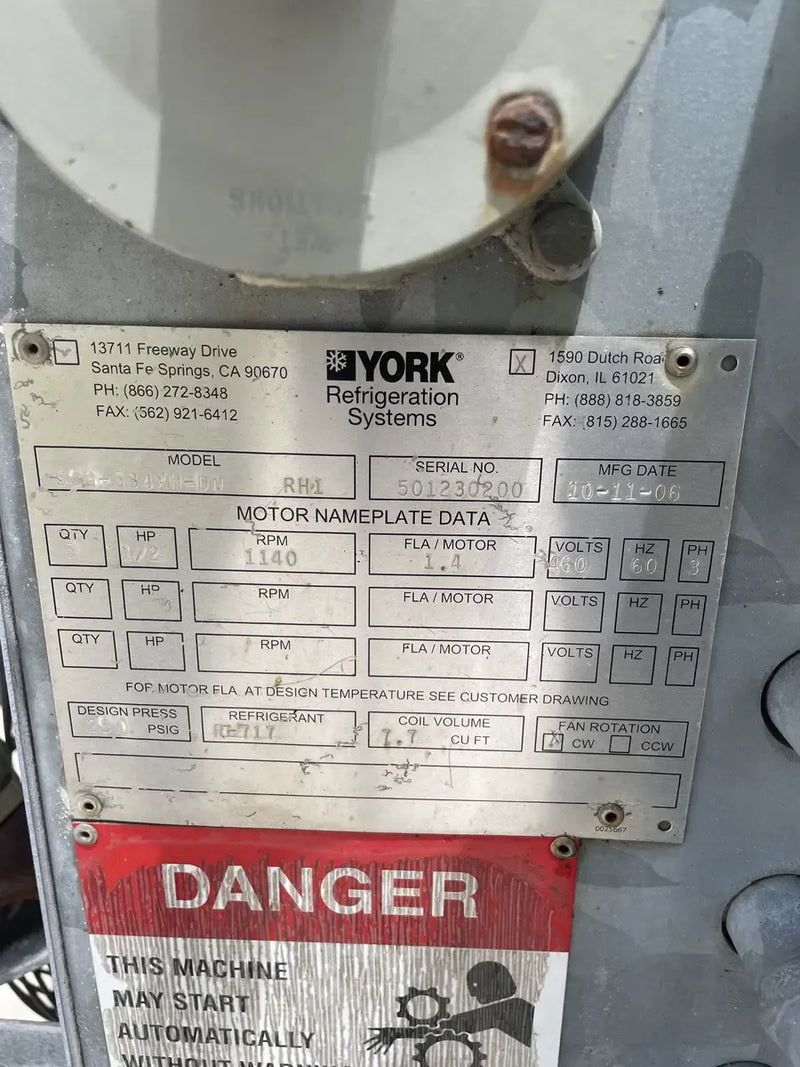 Frick (York) SCS-584XH-DH Serpentín evaporador de amoníaco - 26 TR, 5 ventiladores (temperatura baja/media)