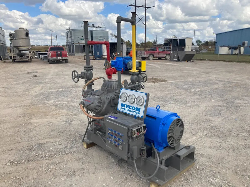 Mycom N42A 6-Cylinder Reciprocating Compressor Package (30 HP 36.7 V, Belt Driven)