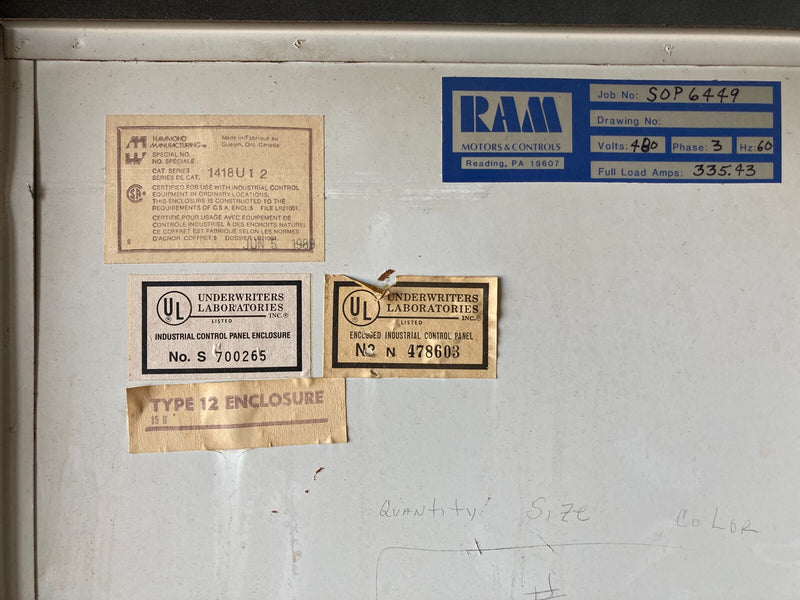 Ram Industries Screw Compressor Motor Starter (300 HP)