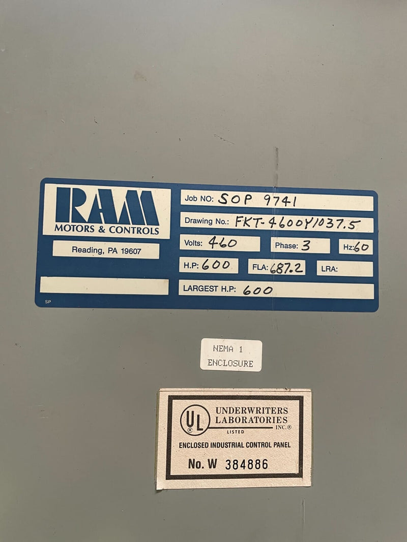 Ram Industries Screw Compressor Motor Starter (600 HP)