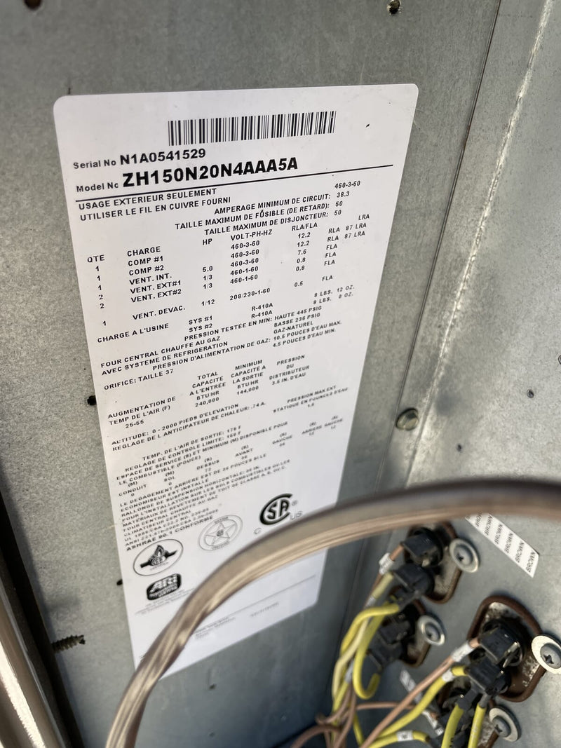 Unidad de condensación de calefacción y refrigeración por aire York ZH150 Predator - 12,5 toneladas
