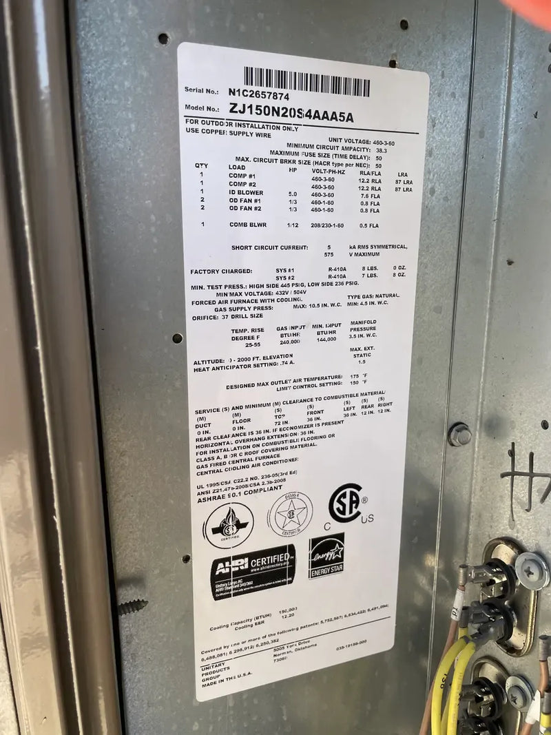 Unidad de condensación de calefacción y refrigeración por aire York ZJ150 Predator - 12,5 toneladas