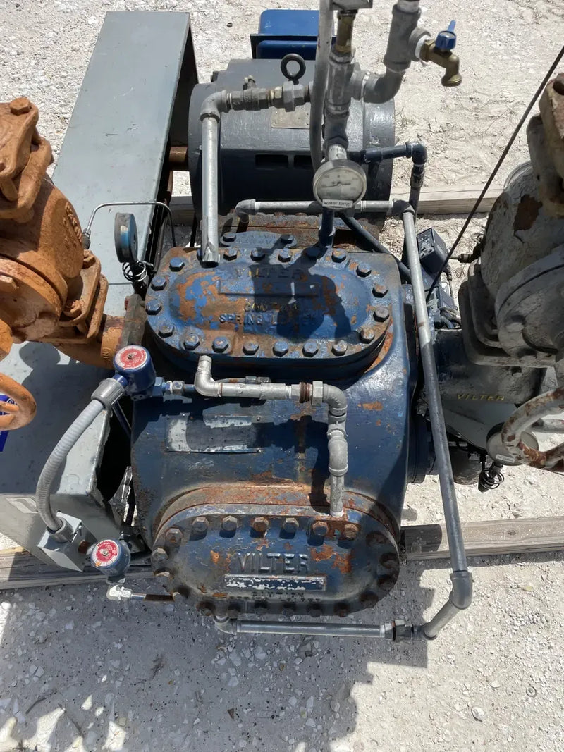 Vilter 456XL 6-Cylinder Reciprocating Compressor Package (MISSING COMPRESSOR, 100 HP 230/460 V, Belt Driven)