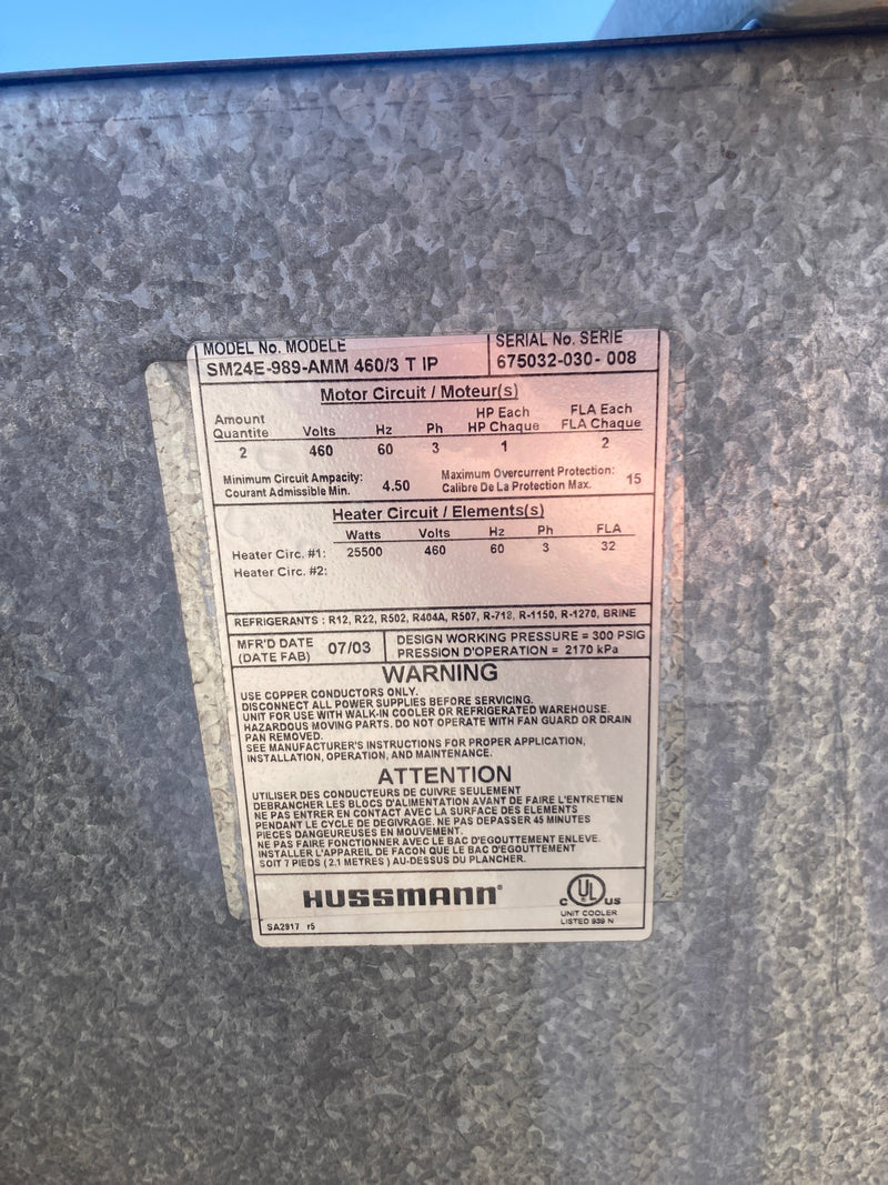 Hussmann SM24E-989-AMM 460/3 T IP Evaporator Coil - 12.975 TR, 2 Fan (Low/Medium Temperature) Hussmann 