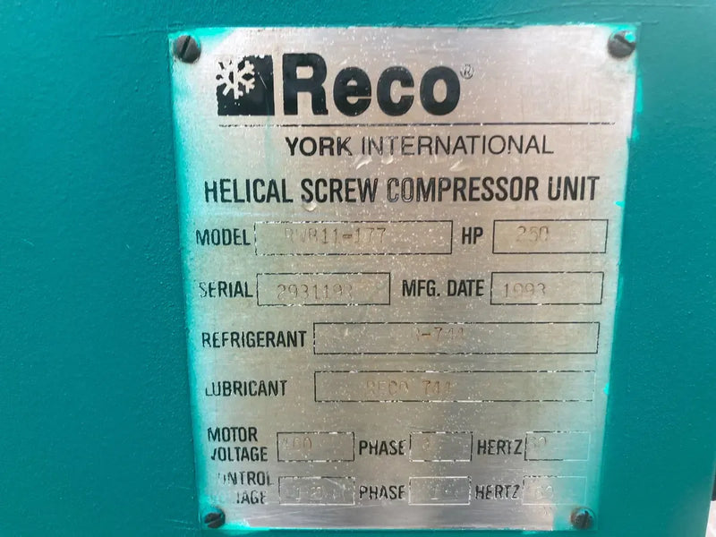 Paquete de compresor de tornillo rotativo Frick RWB-II-177 (Frick TDSH233S)