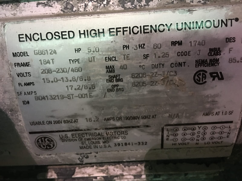 Teco-Westinghouse ASHE-UW005 Motor (200 HP, 3548 RPM, 460 V)