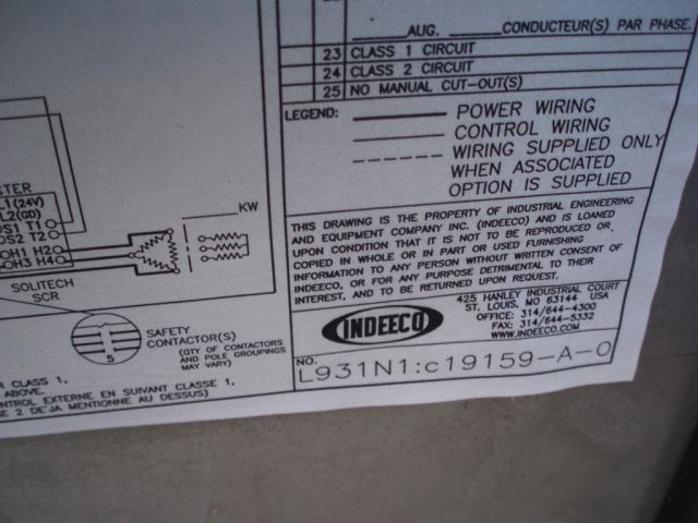 Indeeco Electric Duct Heater Indeeco 
