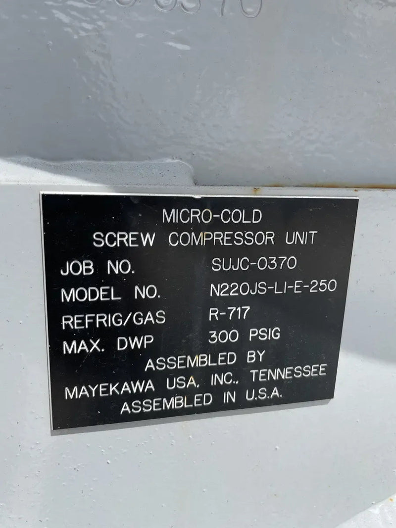 Paquete de compresor de tornillo rotativo Mycom N220JS-LI-E-250 (N220JS-LI-E-250, 250 HP 460 V, panel de control micro Mycom)