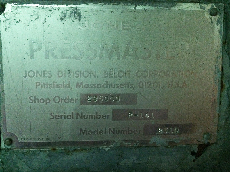 Jones Beloit Pressmaster Vertical Juice Press Jones Beloit 