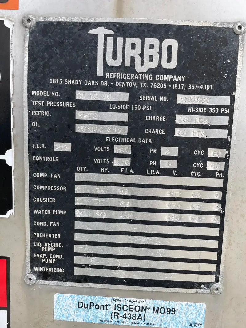 Turbo Ice CF 40 SC Plate Ice Maker (Halocarbon (Freon) Refrigeration, 20 Ton Day)