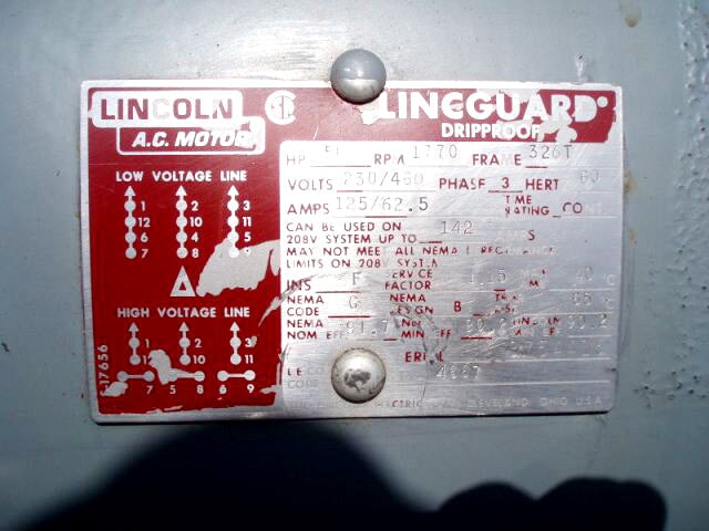 Lincoln A.C. Motor 50hp Lincoln 