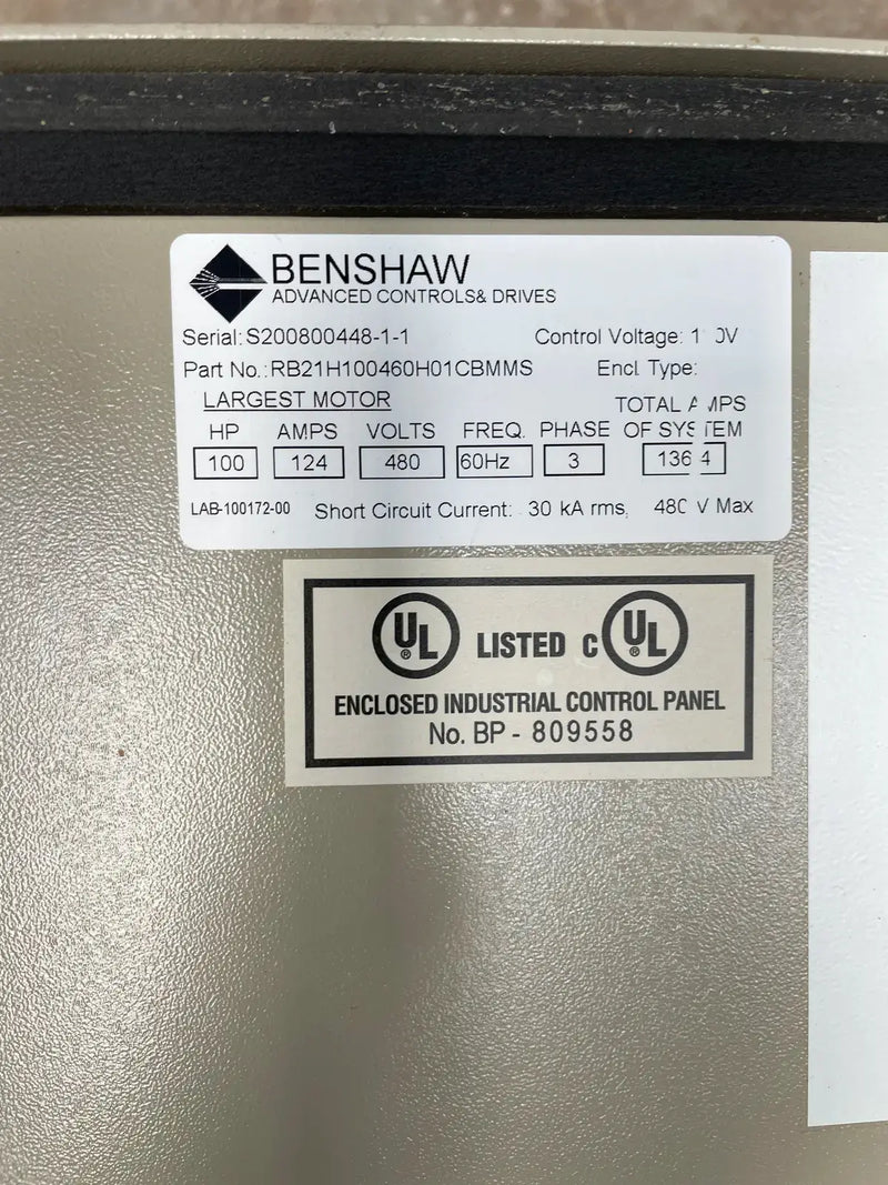 Arrancador de motor de compresor de tornillo Benshaw (100 HP, 480 voltios, 60 Hz)