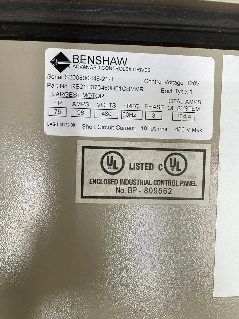 Benshaw Screw Compressor Motor Starter( 75 HP, 480 Volts, 60 Hz)