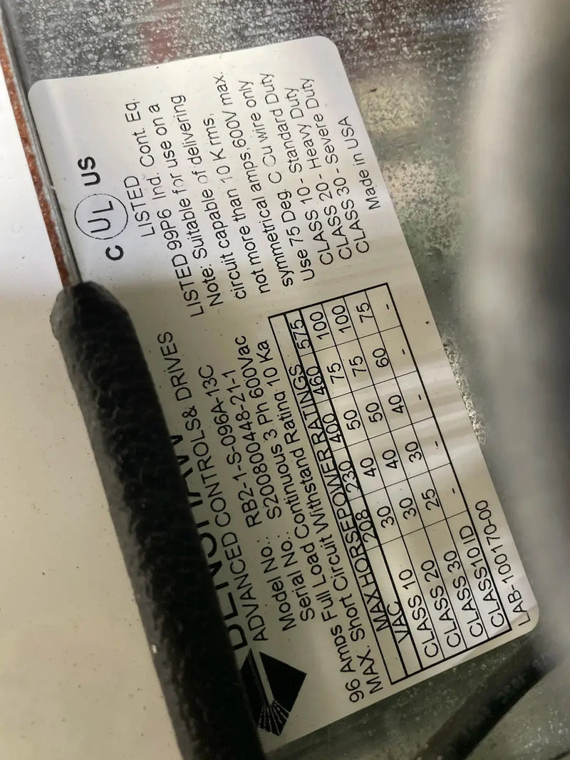 Benshaw Screw Compressor Motor Starter( 75 HP, 480 Volts, 60 Hz)