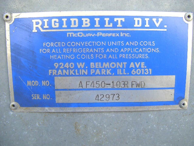 McQuay – Perfex, Inc. 3-Fan Freon Freezer Coil McQuay – Perfex, Inc. Rigidbilt Division 