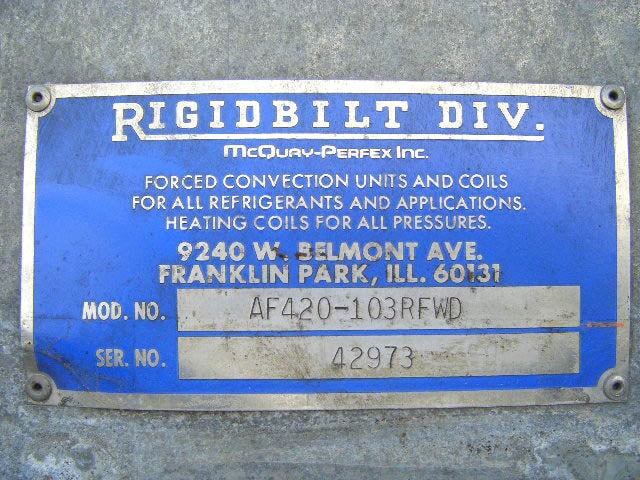 McQuay – Perfex, Inc. 3-Fan Freon Freezer Coil McQuay – Perfex, Inc. Rigidbilt Division 