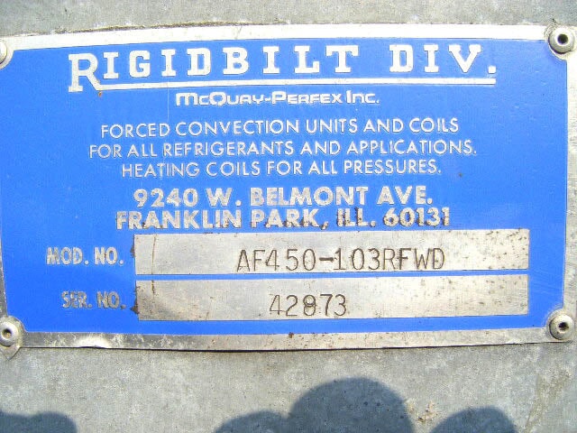 McQuay – Perfex, Inc. 3-Fan Freon Freezer Coil McQuay – Perfex, Inc. Rigidbilt Division 