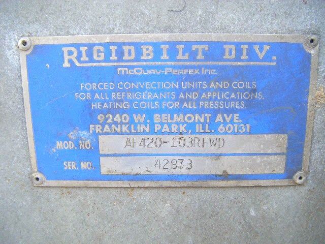McQuay – Perfex, Inc. 3-Fan Freon Freezer Coil McQuay – Perfex, Inc. Rigidbilt Division 