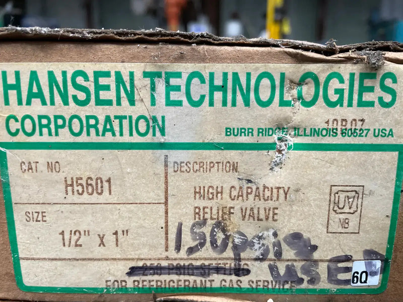 Hansen H5601 Pressure Relief Valve ( 1/2" x 1")