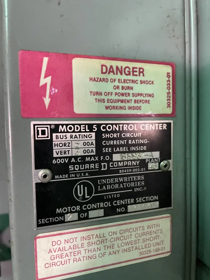 Square D Company Motor Control Center