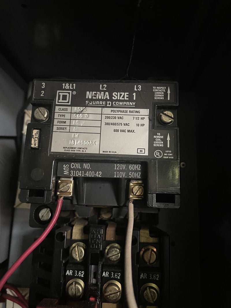Square D Company 3 Section Motor Control Center (600 Amp, 60 Hz, 3 Ph)